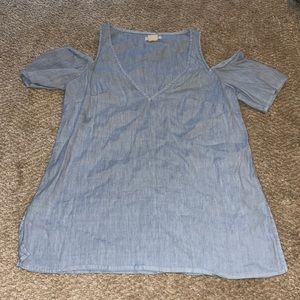 Silence + Noise Cold Shoulder Denim Blouse